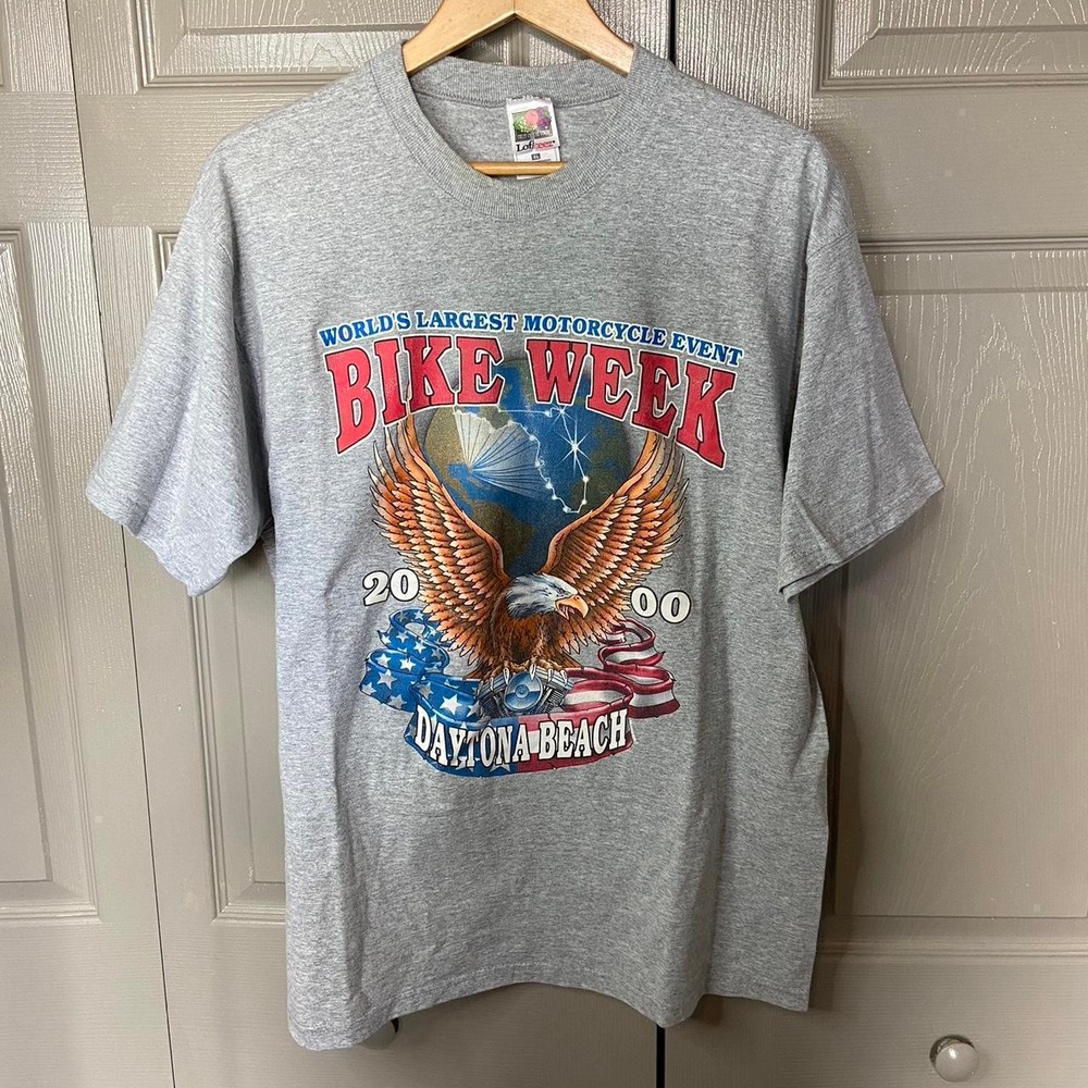 Vintage Fruit of the Loom Daytona Bike Week 2000 Eagle Graphic Tee Grey XL